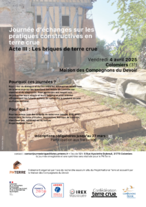 Lire la suite à propos de l’article Journée d’échanges Briques de terre crue, le 4 avril 2025 à Colomiers (31)